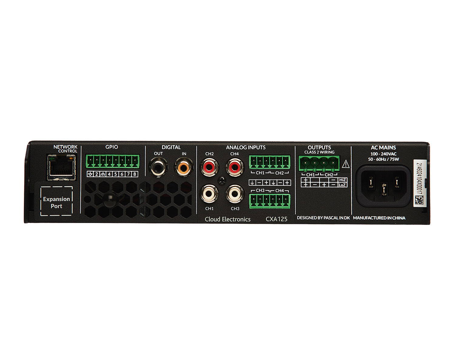 CLOCXA125EK - Cloud CXA125 Digital Amplifier 1x125W(100V) 2x60W (LowZ) DSP or Ethernet Image 2