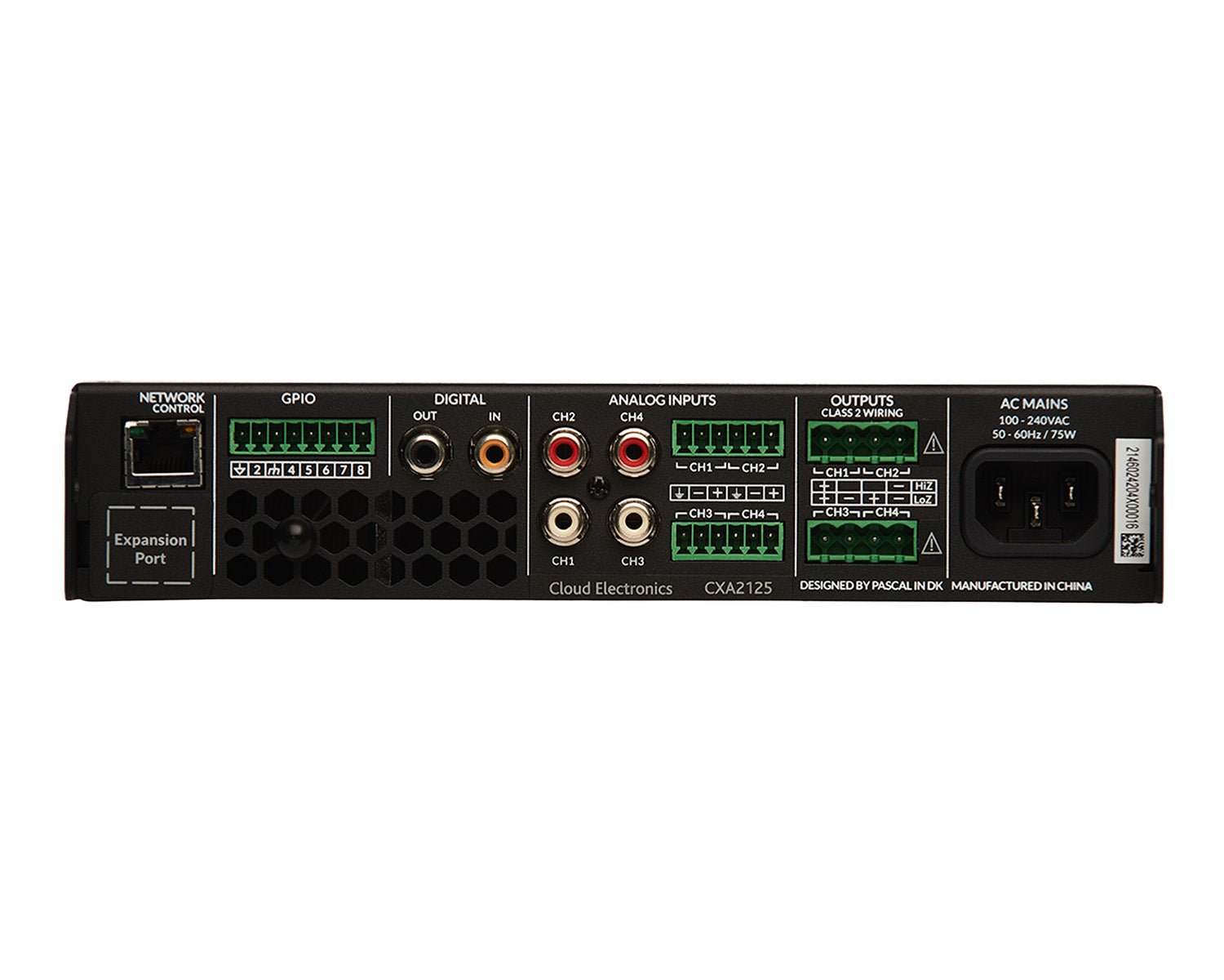 CLOCXA2125EK - Cloud CXA2125 Digital Amplifier 2x125W(100V) 4x60W(LowZ) DSP or Ethernet Image 2