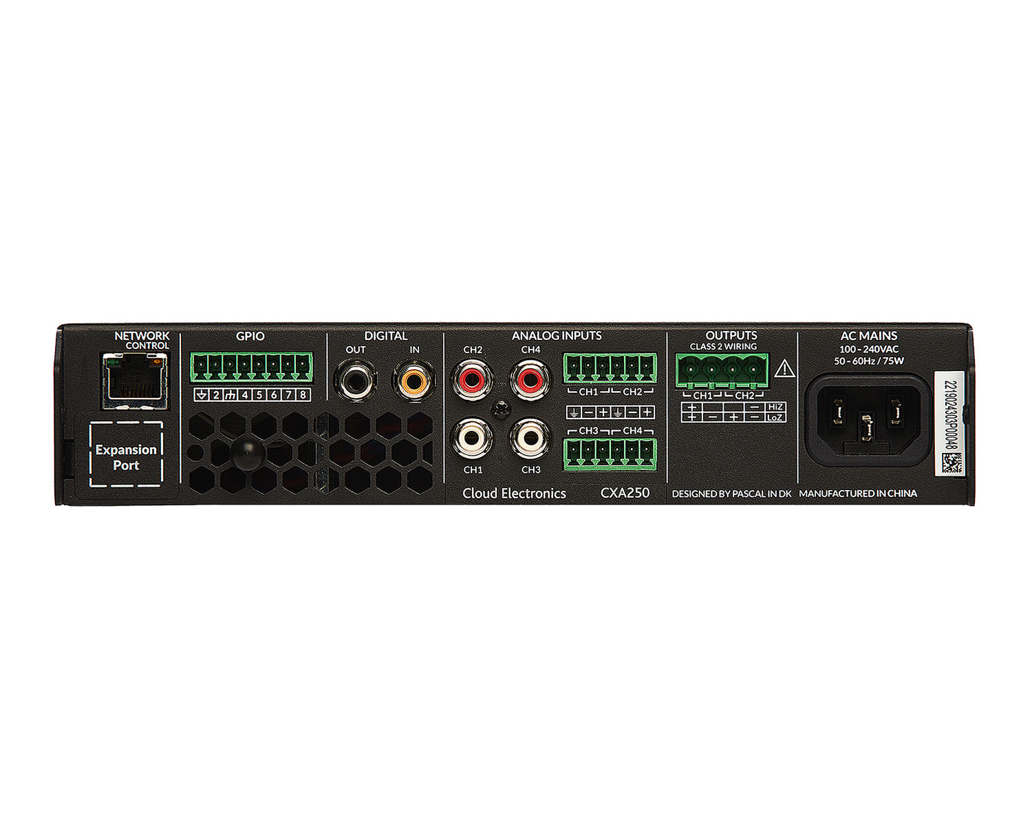 CLOCXA250EK - Cloud CXA250 Digital Amplifier 1x250W(100V) 2x125W(LowZ) DSP or Ethernet Image 2