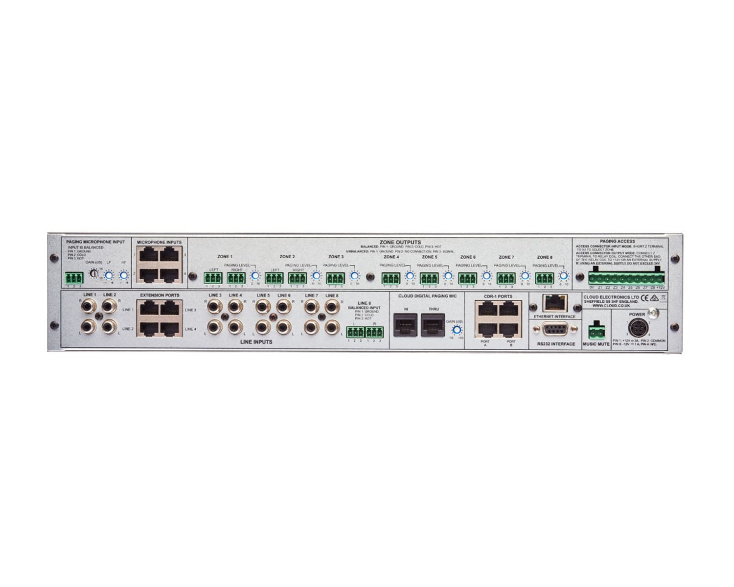 CLODCM1E - Cloud DCM1e Digital 8 Zone Mixer with Ethernet Port or Web Control 2U Image 2