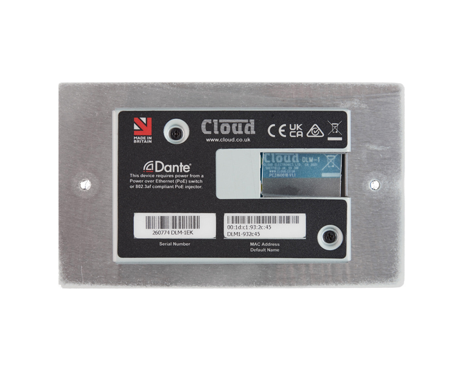 CLODLM1W - Cloud DLM 1W DANTE Remote Line or Mic Active Input Wall Plate White Image 4