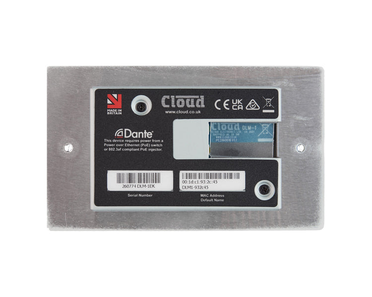 CLODLM1W - Cloud DLM 1W DANTE Remote Line or Mic Active Input Wall Plate White Image 4
