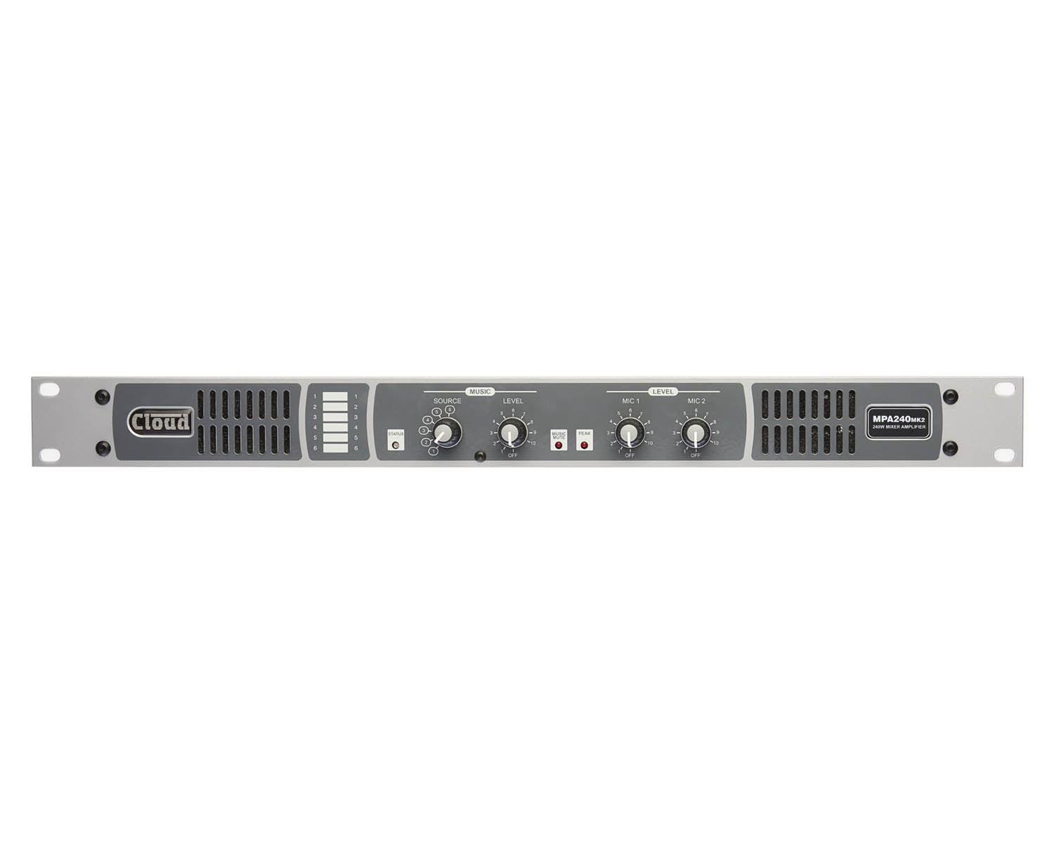 CLOMPA2402 - Cloud MPA240MK2 6 Line or 2 Mic Input Mixer Amp 240W 4ohm or 100V 1U Image 1