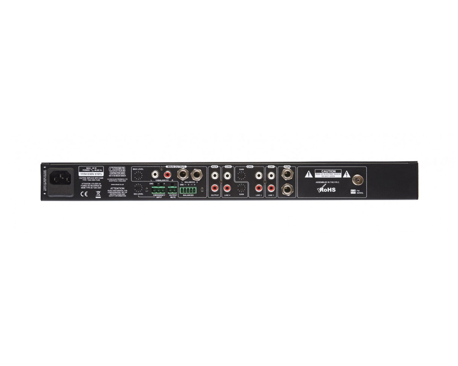 CLOMX141M - Cloud Contractor MX141M Media Mixer 4 Line 1 Mic In 1 Out FM and Bluetooth 1U Image 2