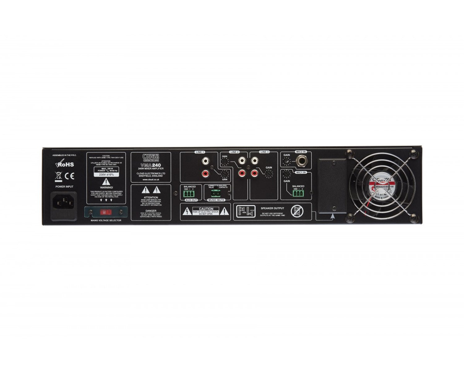 CLOVMA240 - Cloud Contractor VMA240 Mixer Amplifier 4 Line or 2 Mic In 240W 4ohm or 100V Line 2U Image 2