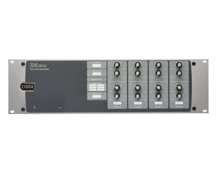 CLOZ4M4 - Cloud Z4 Mk4 Four Zone Mixer 6 Line and 2 Mic and Paging Mic Input 3U Image 1