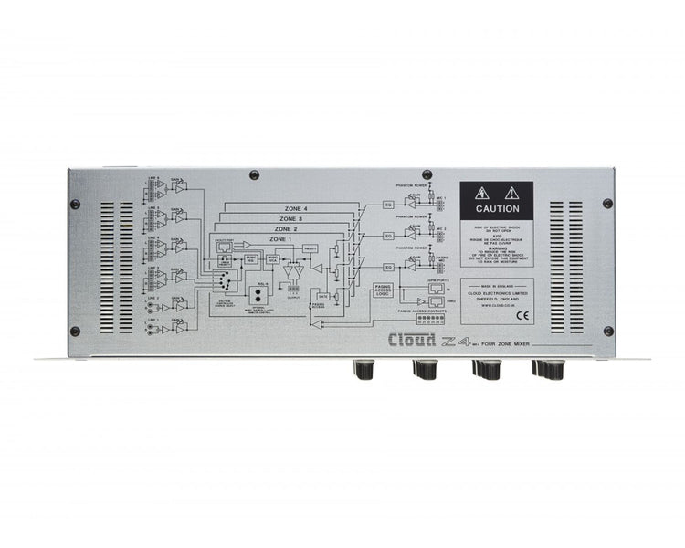 CLOZ4M4 - Cloud Z4 Mk4 Four Zone Mixer 6 Line and 2 Mic and Paging Mic Input 3U Image 3