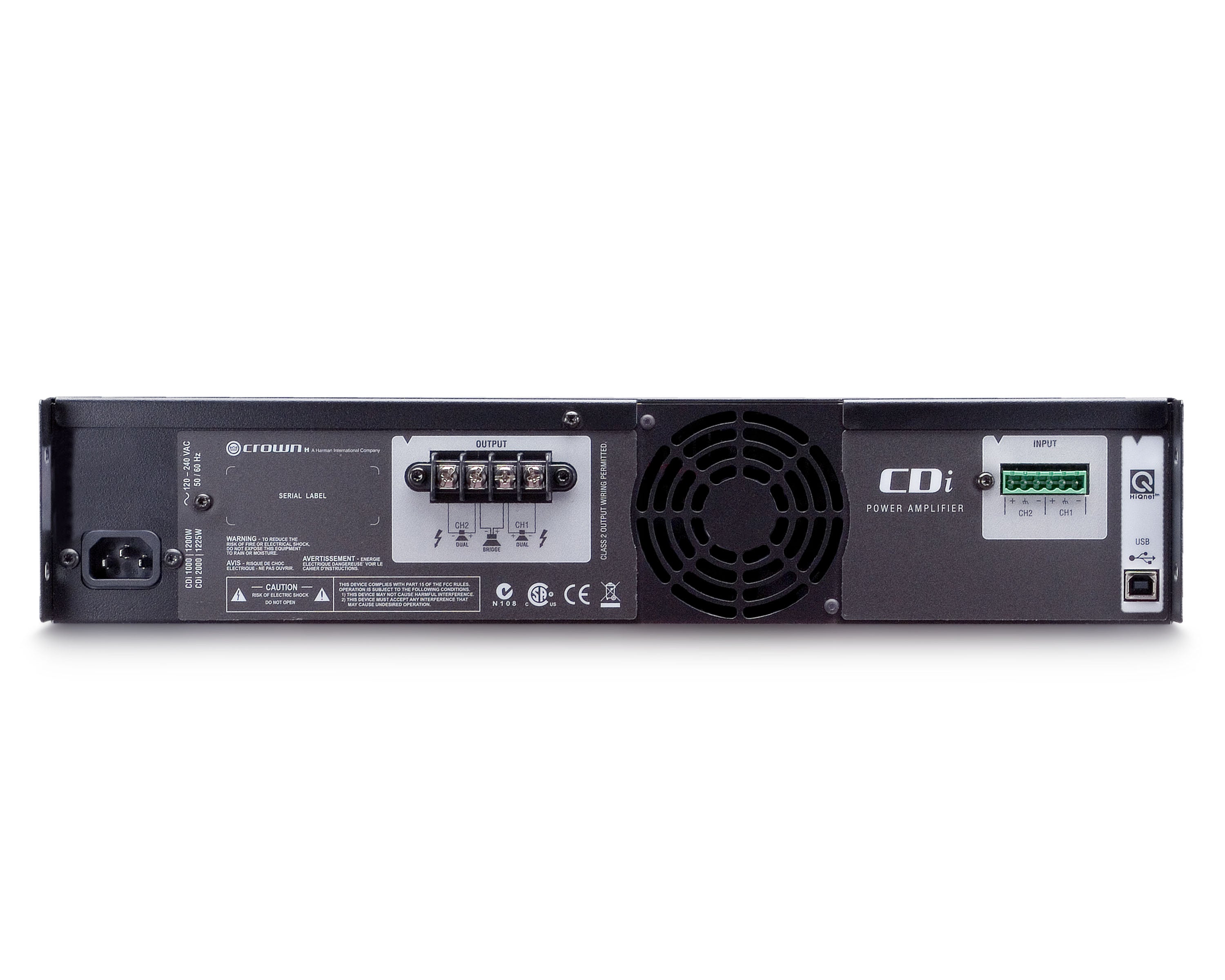 CROCDI1000 - Crown CDi 1000 Power Amp 2x500W @ 4ohm 70V or 140V with DSP 2U Image 2