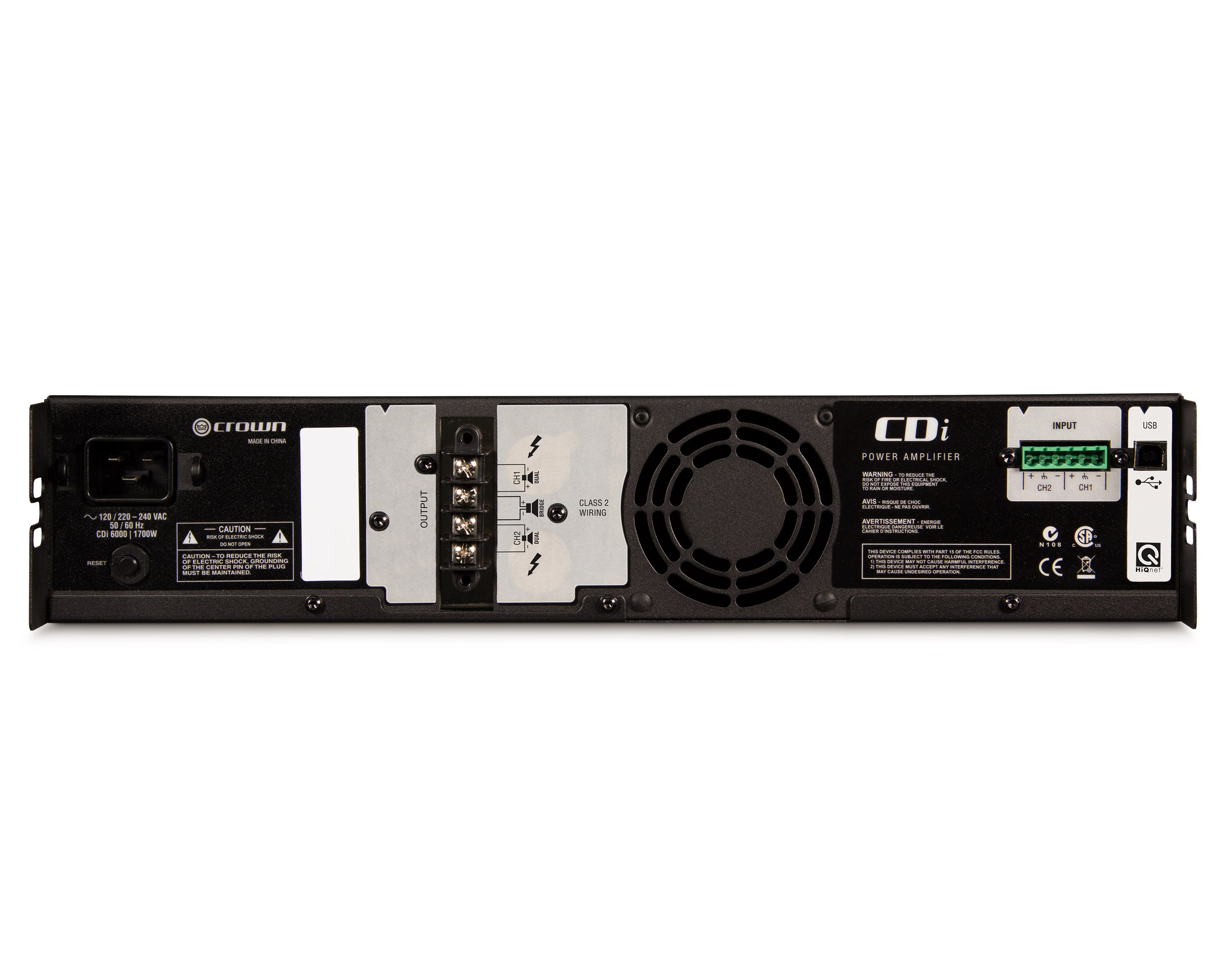 CROCDI6000 - Crown CDi 6000 Power Amp 2x2100W @ 4ohm 70V or 140V with DSP 2U Image 2