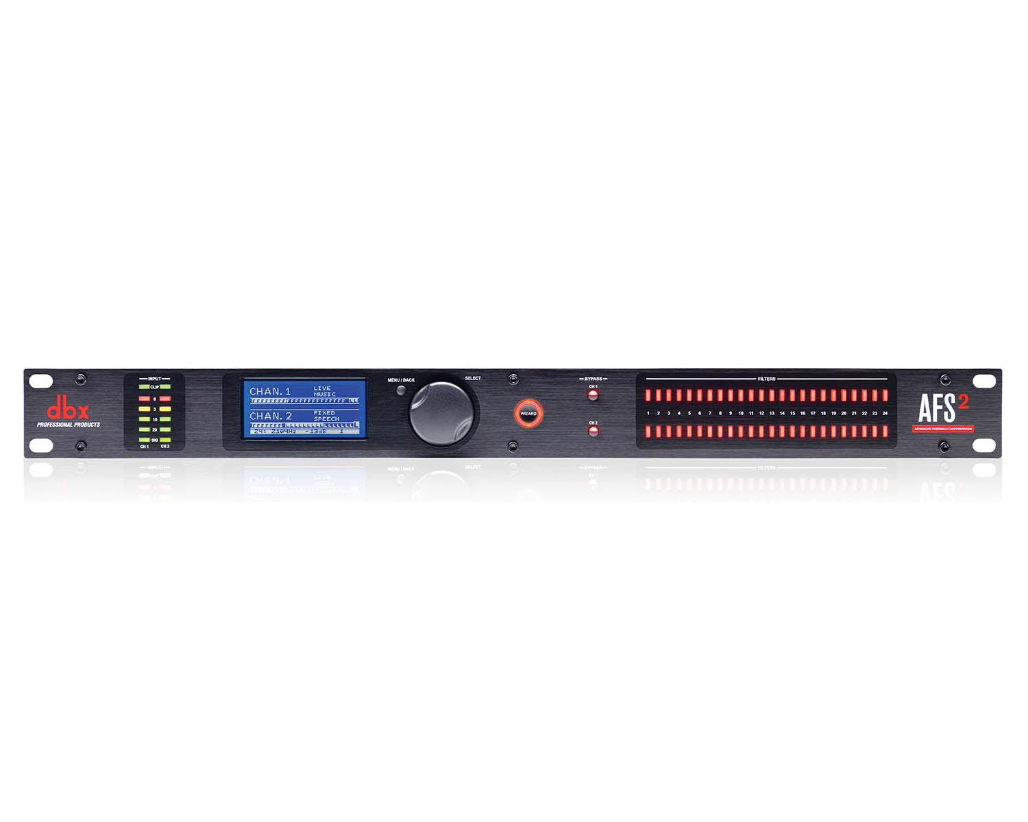 DBXAFS2 - dbx AFS2 2Ch Feedback Suppressor with Setup Wizard and LCD Display 1U Image 1
