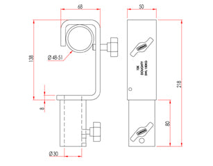 DOUT20901 - Doughty T20901 TV Hook Clamp 48mm Tube with Lynch Pin SWL 150kg Black Image 3