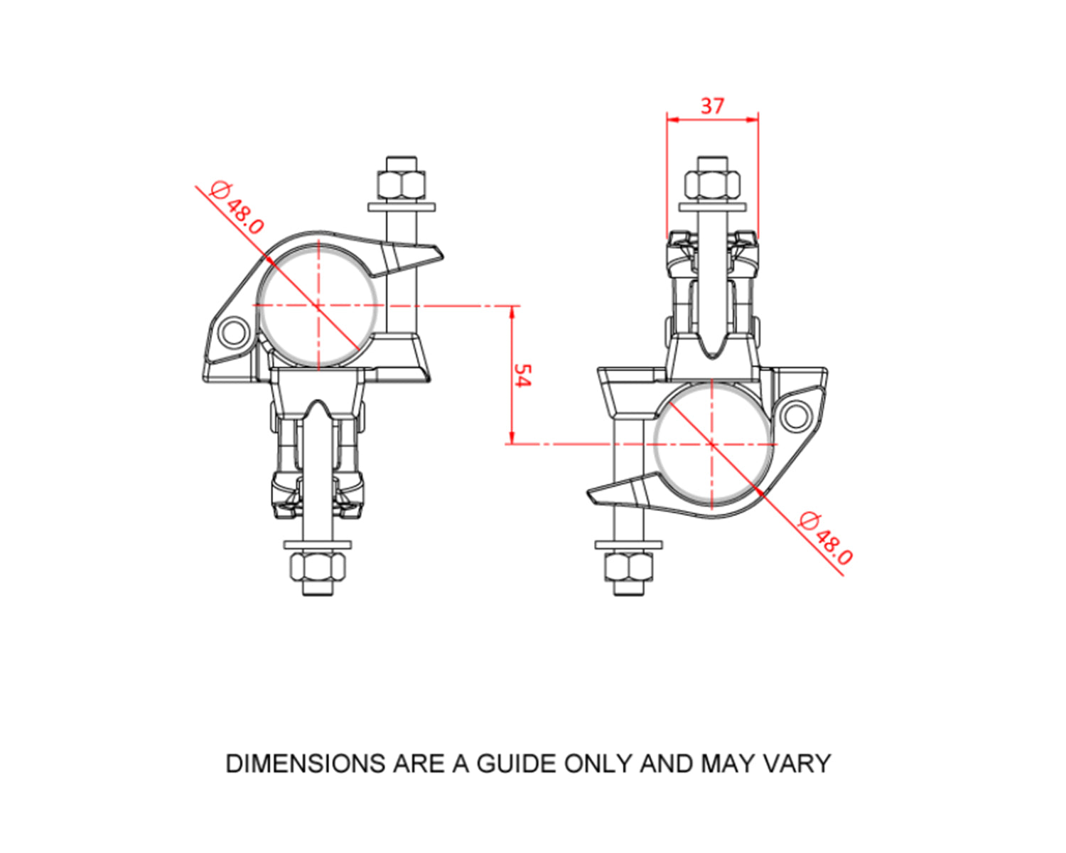 DOUT24901 - Doughty T24901 Drop Forged Swivel Coupler 90degree Rotation 48mm Zinc Image 3