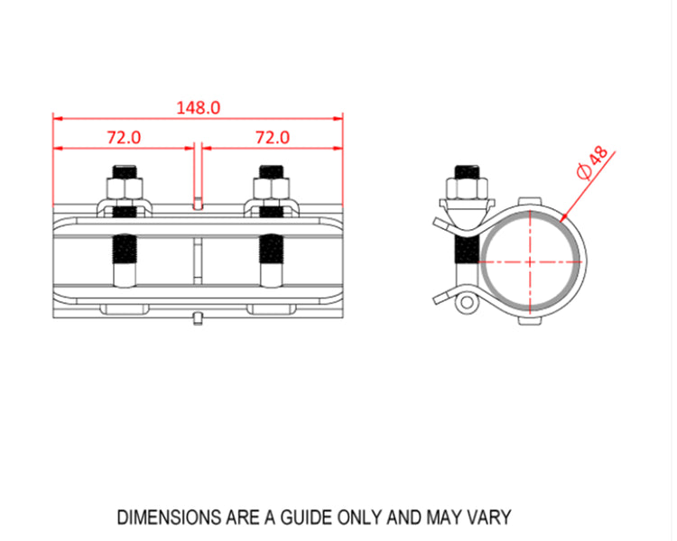 DOUT25000 - Doughty T25000 Pressed Steel Coupler to Join 2x 48mm Tubes Zinc Image 2