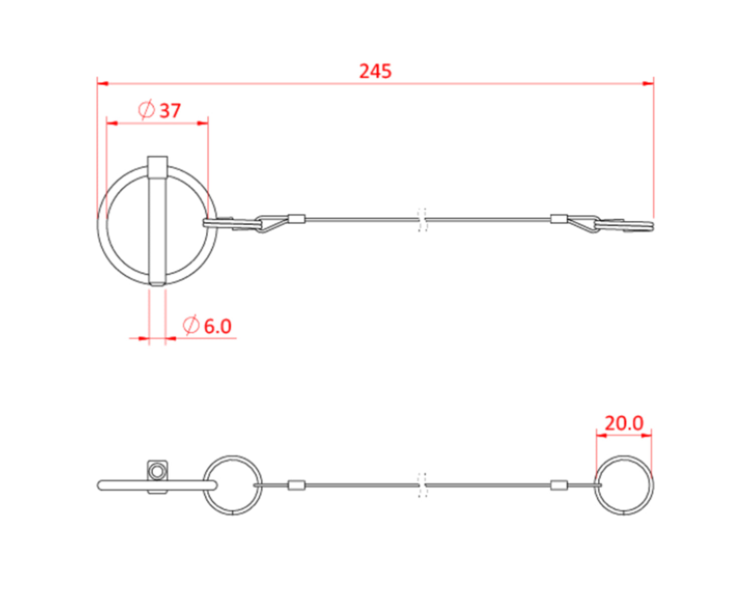 DOUT28380 - Doughty T28380 Lynch Pin with wire 1.5mm Wire x 170mm Image 2