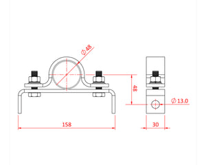 DOUT30300 - Doughty T30300 Stud Hanger for M12 Studding from a 48 51mm Tube Image 2