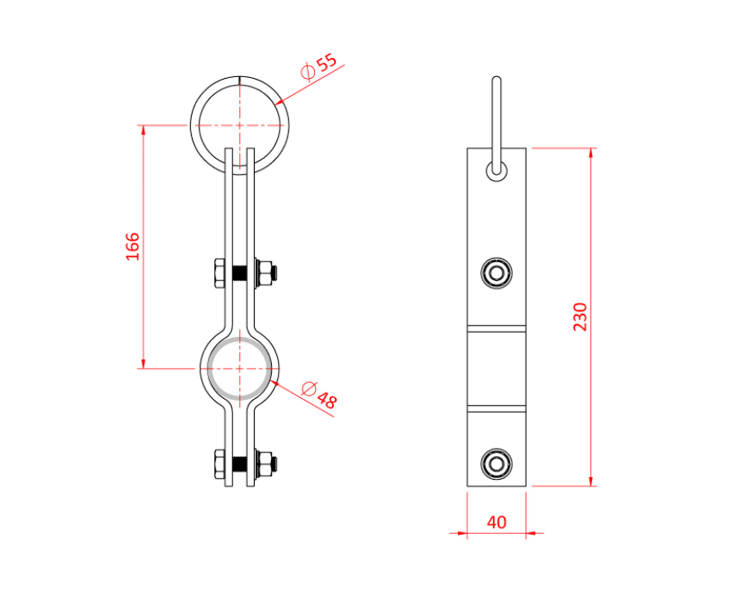 DOUT32000 - Doughty T32000 Hanging Clamps 48mm with Hanging Ring Image 2