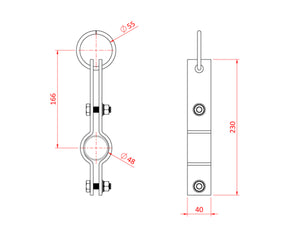 DOUT32001 - Doughty T32001 Hanging Clamps 48mm with Hanging Ring BLACK Image 2
