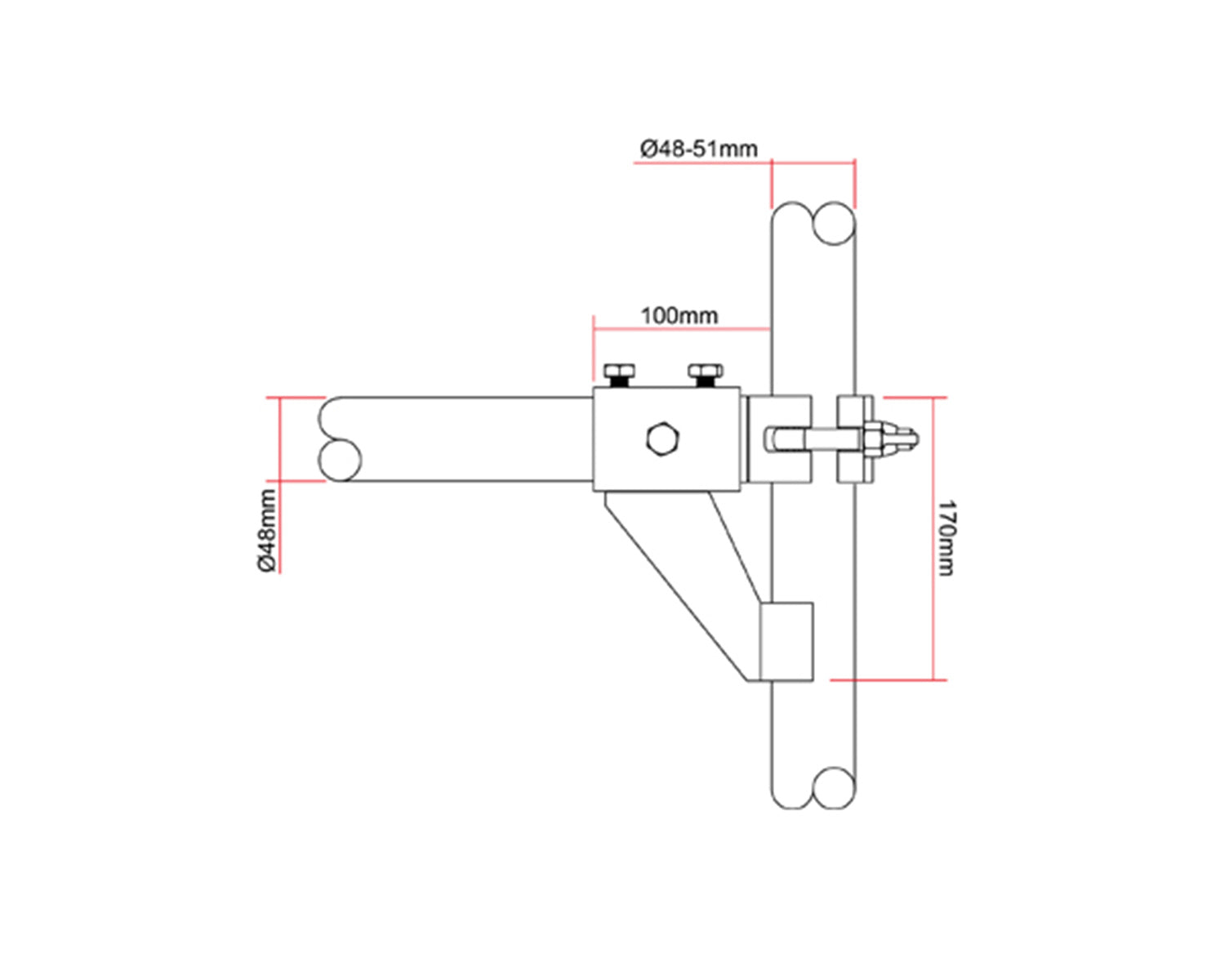 DOUT57326 - Doughty T57326 Scaff Boom Arm with 48mm Receiver Hole BLACK Image 4