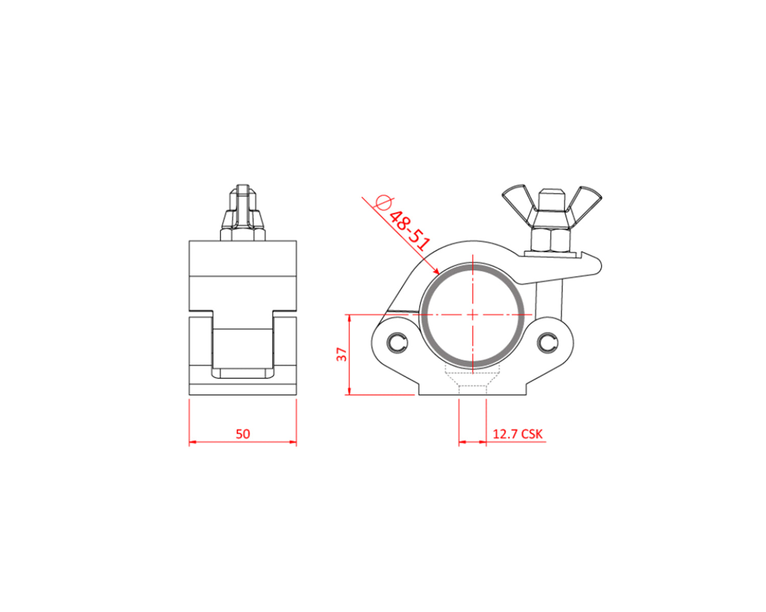 DOUT58600 - Doughty T58600 Low Profile Clamp With Bolt or Nut or Washer WLL 500kg SILVER Image 2