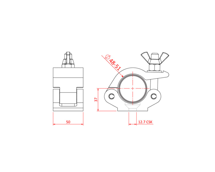 DOUT58601 - Doughty T58601 Low Profile Hook Clamp SWL 500kg BLACK Image 2