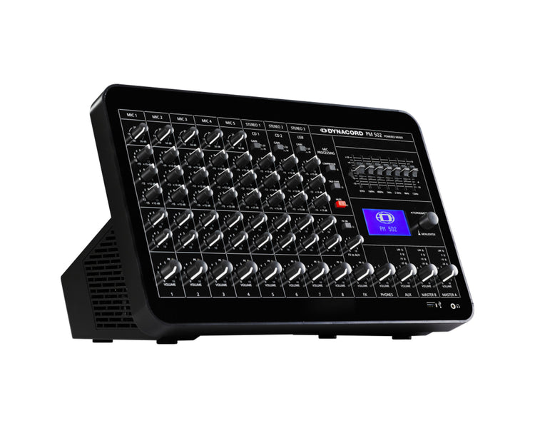 DYNPM502 - Dynacord PM 502 8Ch Powered Mixer 5 Mic or Line and 3 Stereo Line In 2x600W Image 1
