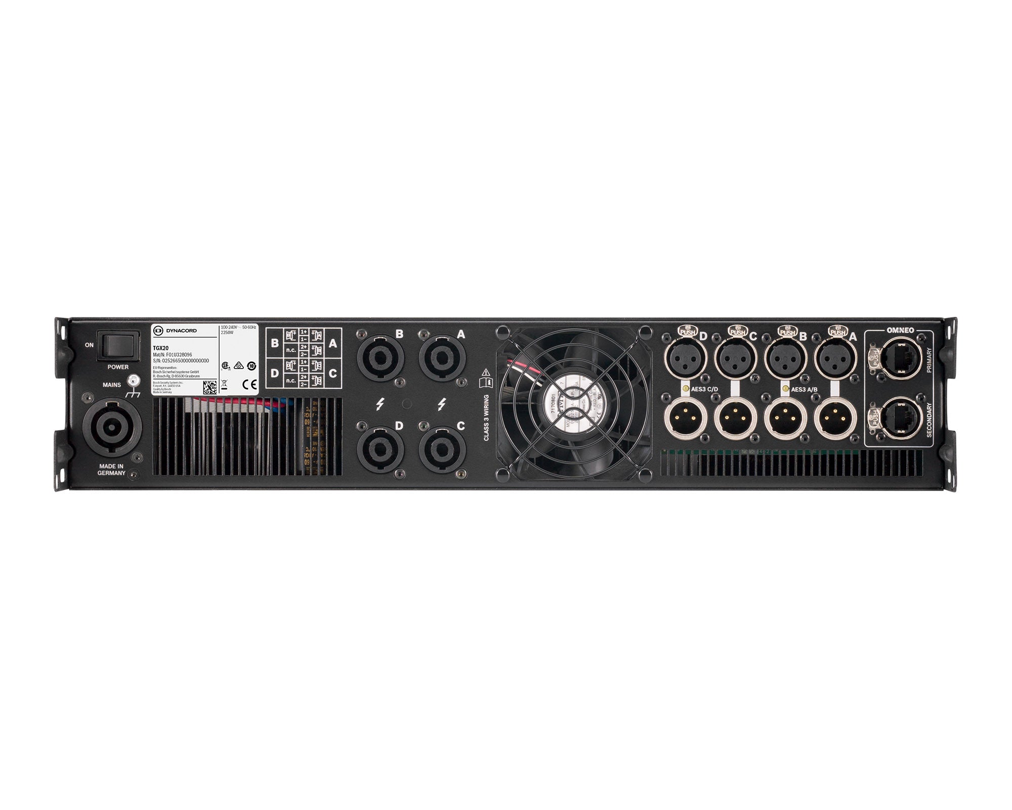 DYNTGX20 - Dynacord TGX20 4Ch DSP Power Amp 4x5000W @ 4ohm Dante or OCA Control 2U Image 4