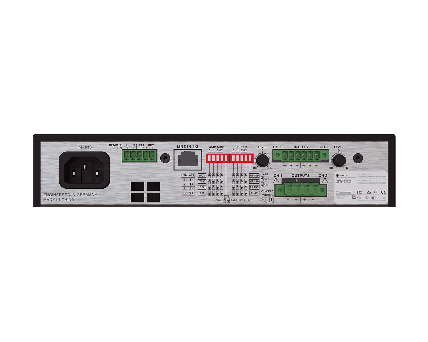DYNV6002 - Dynacord V600:2 Power Amp 2Ch 600W powerTANK 4ohm or 8ohm or 100V Half Rack 1U Image 6
