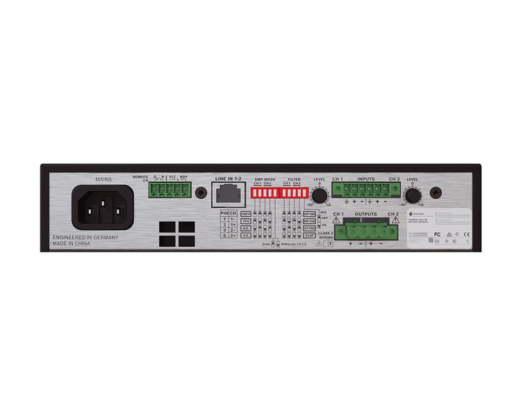 DYNV6002 - Dynacord V600:2 Power Amp 2Ch 600W powerTANK 4ohm or 8ohm or 100V Half Rack 1U Image 6