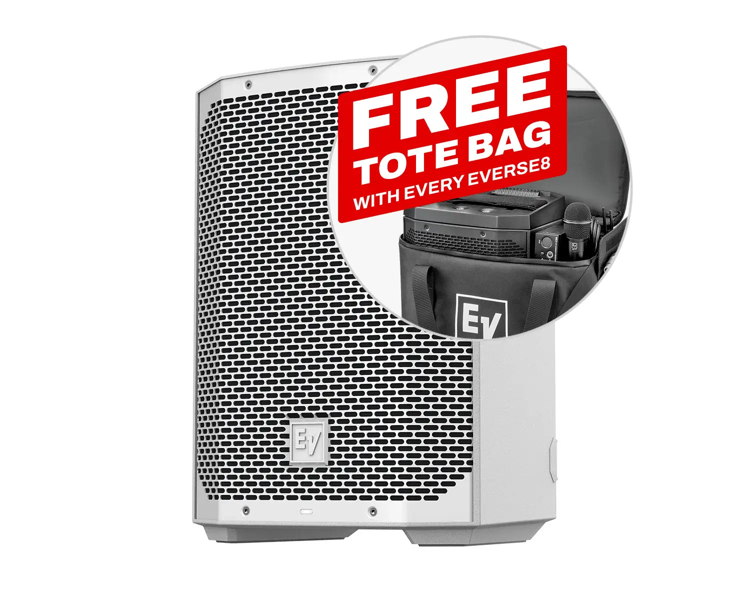 EVERSE 8 8" Pro Battery Powered Loudspeaker +Bluetooth IP43 White