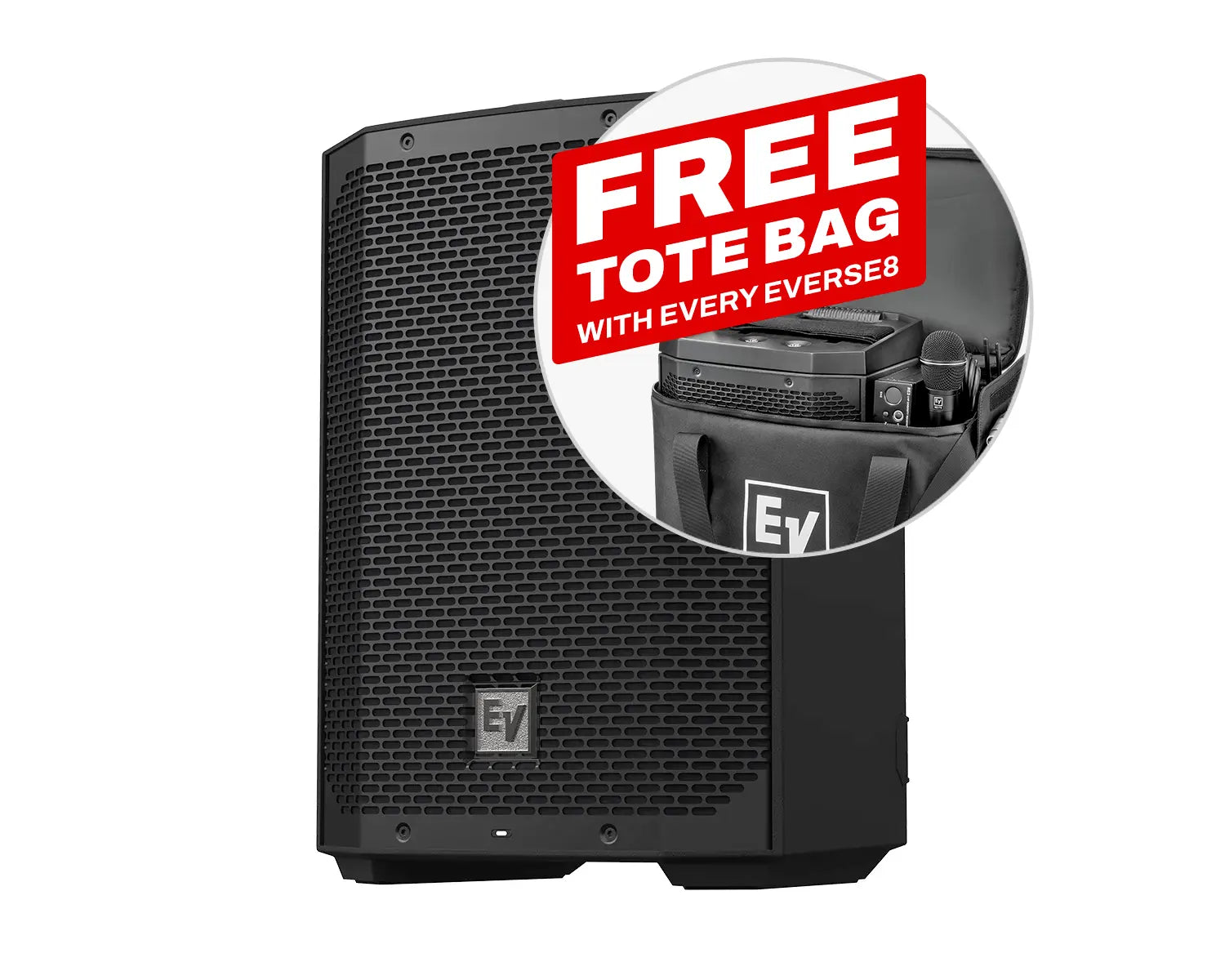 EVERSE 8 8" Pro Battery Powered Loudspeaker +Bluetooth IP43 Black