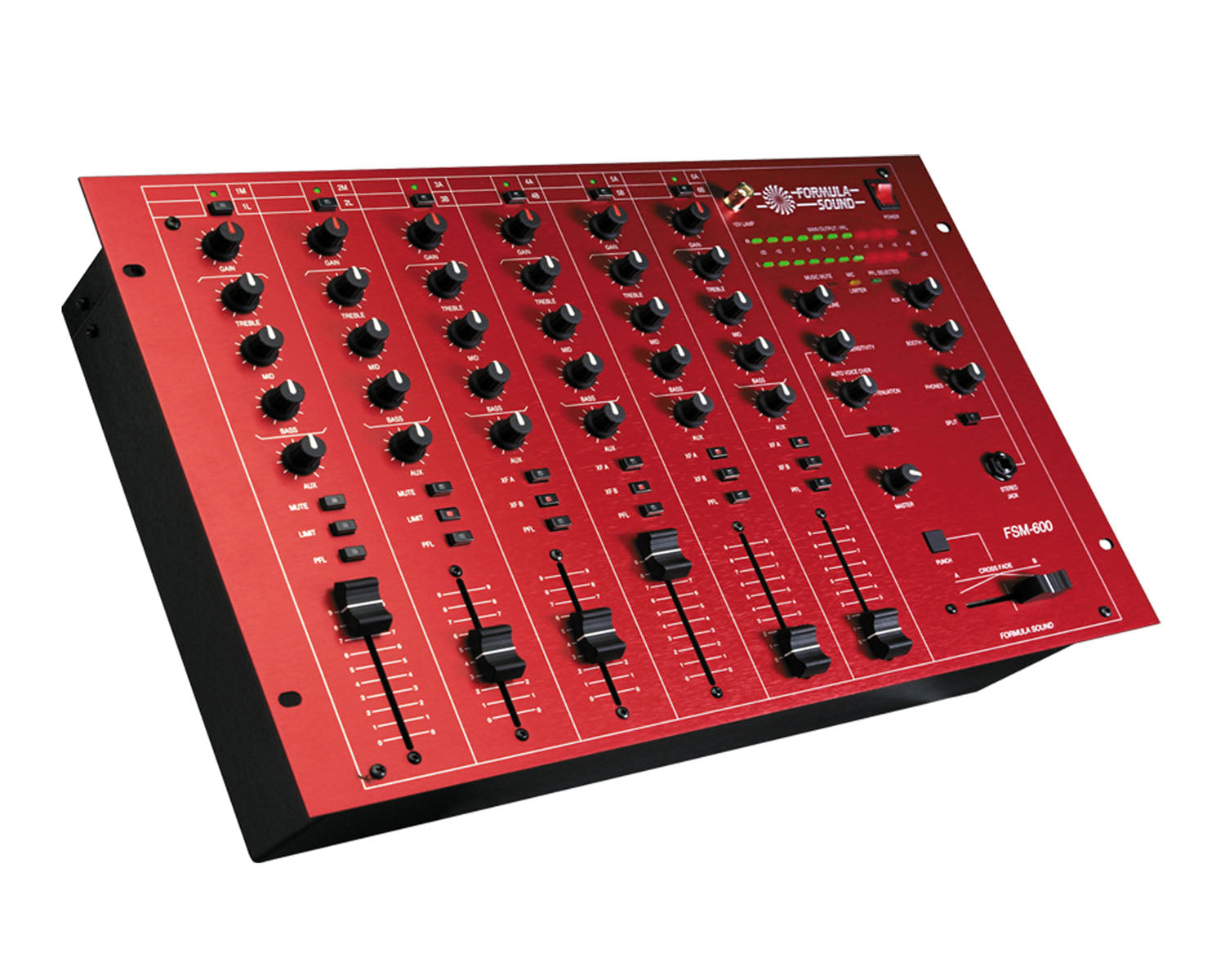 FORFSM600 - Formula Sound FSM600 6Ch 12i or p 19inch Fixed Format DJ & Club Mixer Red Image 1