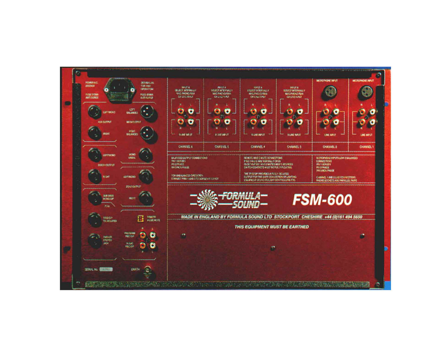 FORFSM600 - Formula Sound FSM600 6Ch 12i or p 19inch Fixed Format DJ & Club Mixer Red Image 2