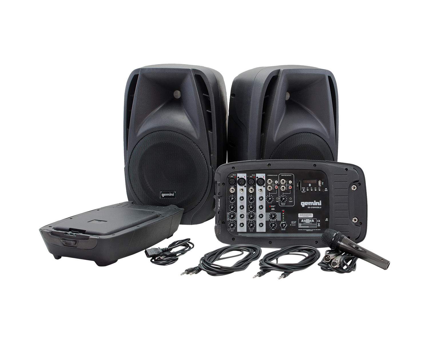 GEMES210MXB - Gemini ES 210MX BLU Portable PA System with 2x Speakers or Amp or Mixer or Mic Image 1