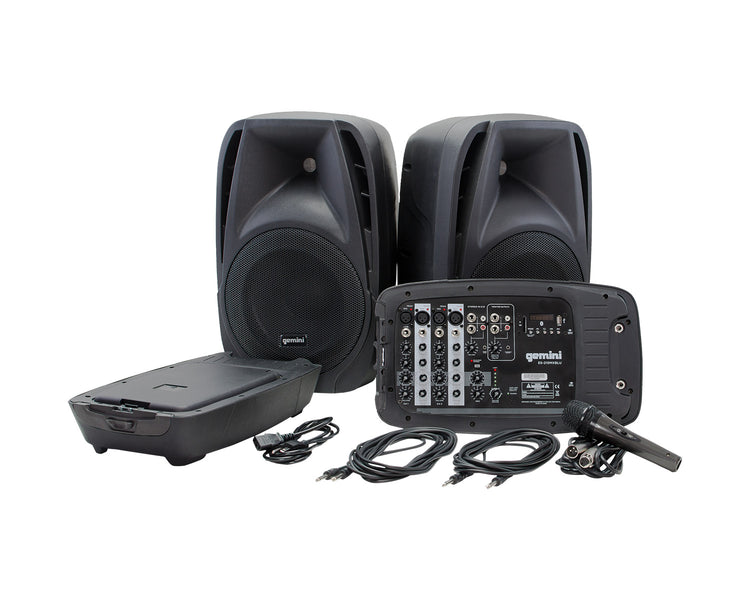 GEMES210MXB - Gemini ES 210MX BLU Portable PA System with 2x Speakers or Amp or Mixer or Mic Image 1