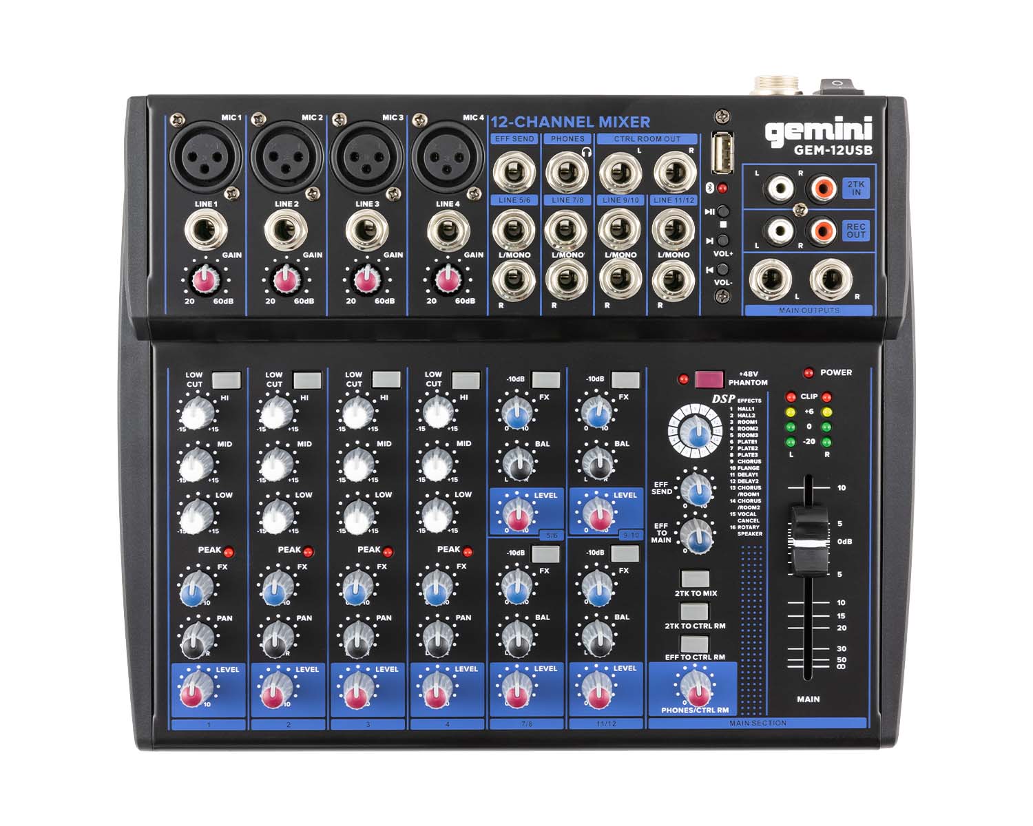 GEMGEM12USB - Gemini GEM 12USB Compact 12 Channel Bluetooth Mixer Image 1