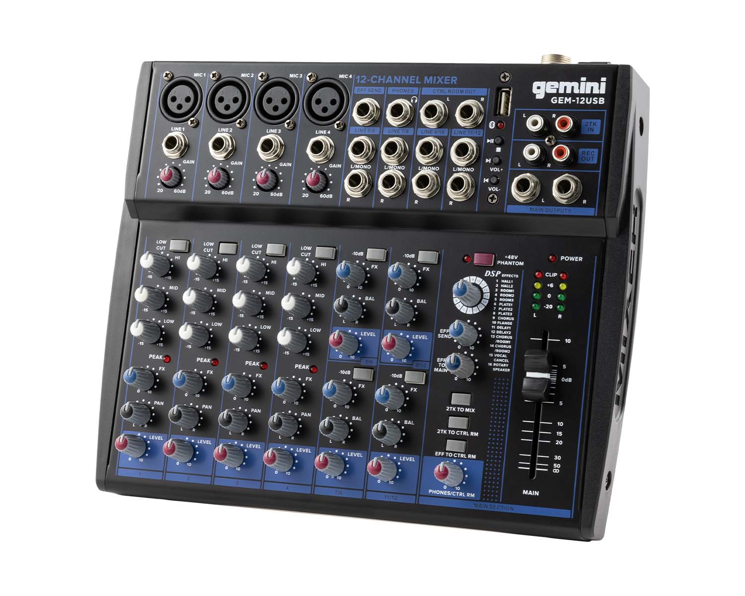 GEMGEM12USB - Gemini GEM 12USB Compact 12 Channel Bluetooth Mixer Image 2