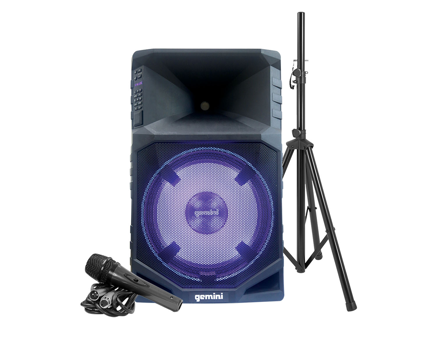 GEMGSWT1500PK - Gemini GSW T1500PK 15inch Battery Powered Bluetooth Speaker and Stand and Mic Image 1
