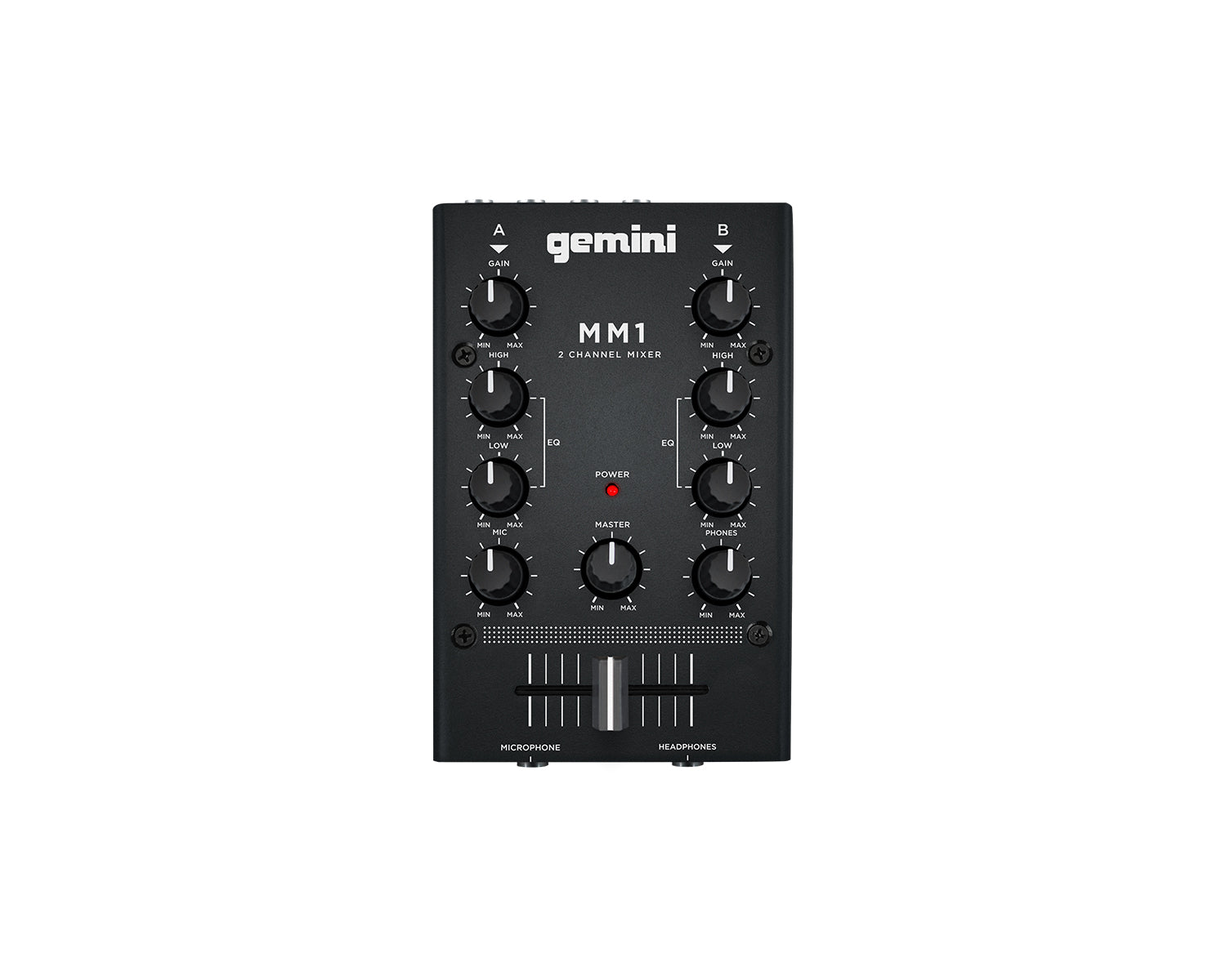 GEMMM1 - Gemini MM1 2 Channel Miniature DJ Mixer with 2 Band EQ Image 1