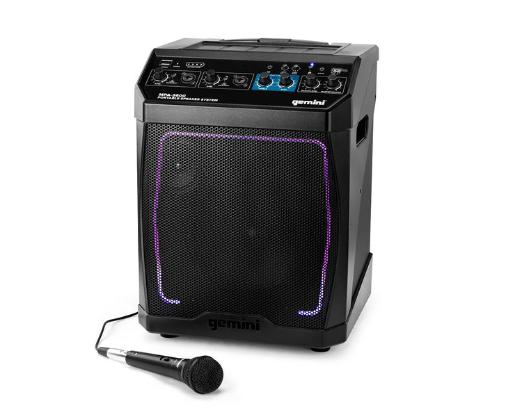 GEMMPA3600 - Gemini MPA 3600 8inch Battery Powered Bluetooth Speaker with Mic 160W Black Image 1