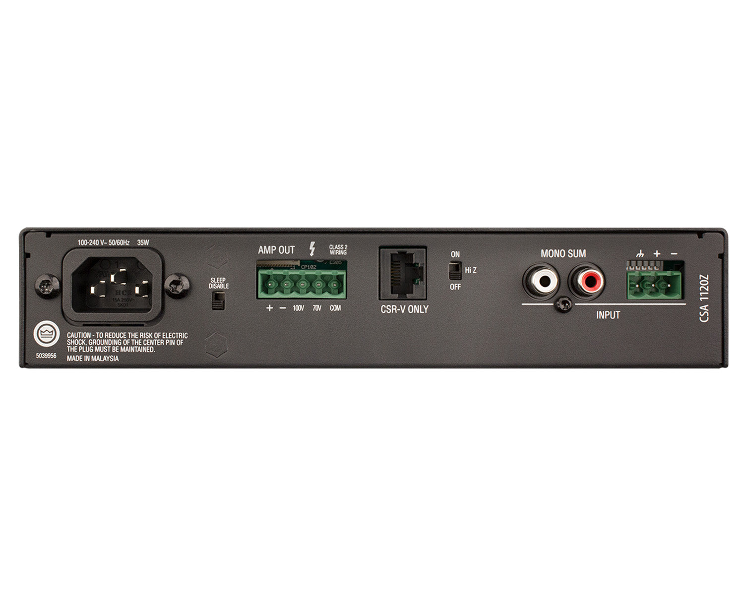 JBLCSA1120Z - JBL CSA1120Z 1x120W Commercial Power Amp with 100V Line 1U Half Rack Image 2