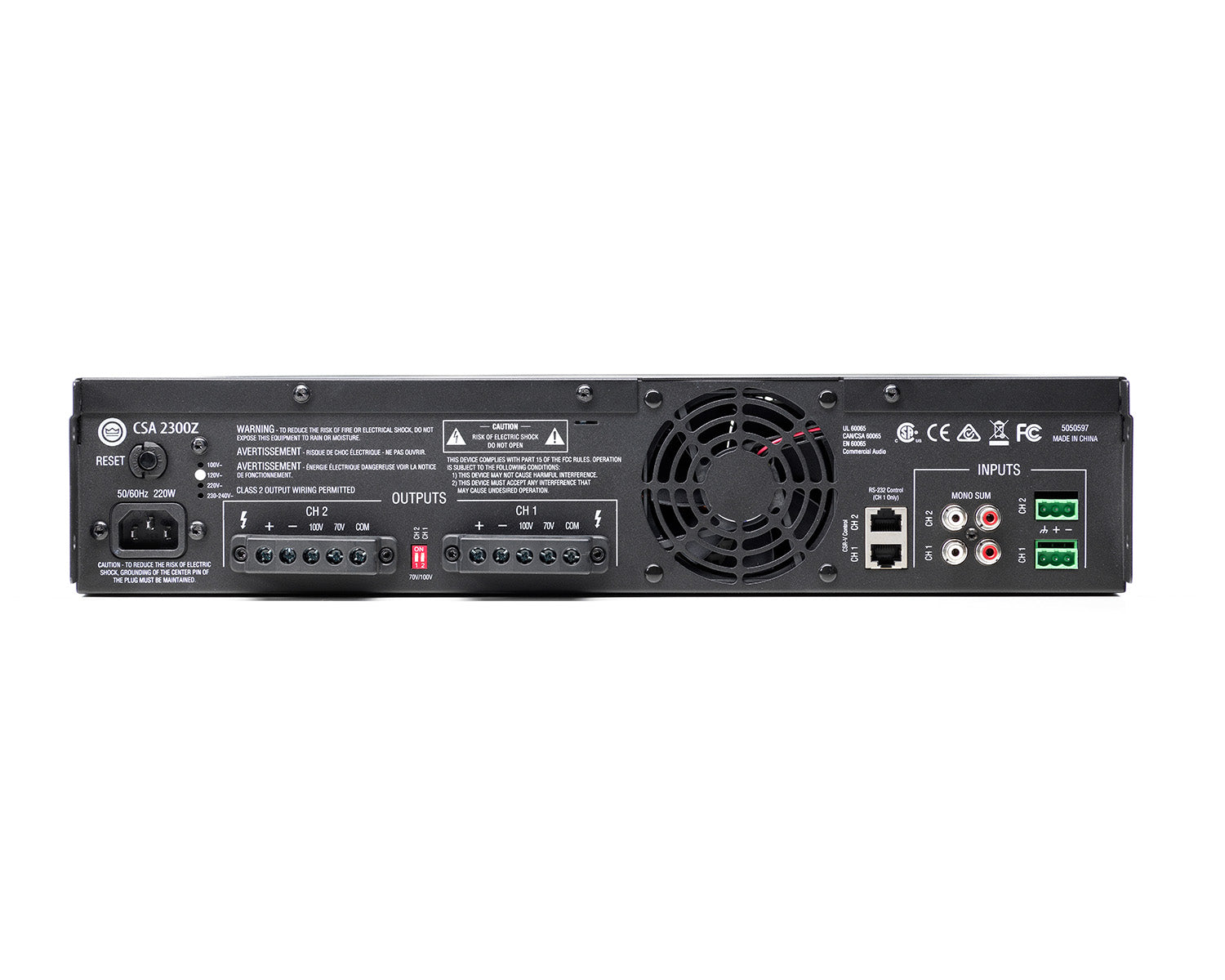 JBLCSA2300Z - JBL CSA2300Z 2x300W Commercial Power Amp with 100V Line 2U Haf Rack Image 2