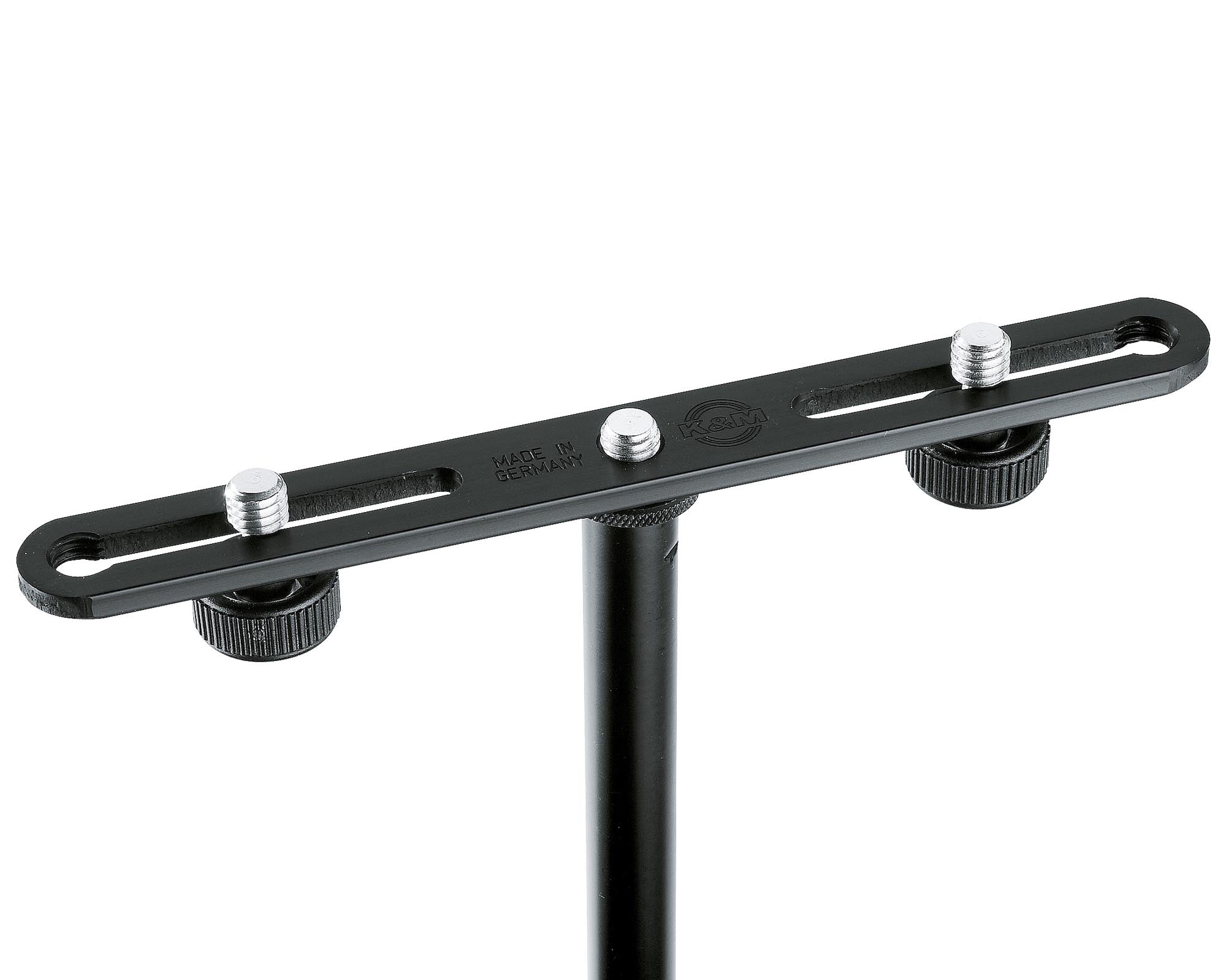 KMS23550 - K&M 23550 2 Mic Microphone Bar with 3 or 8inch Locking Screws Image 1