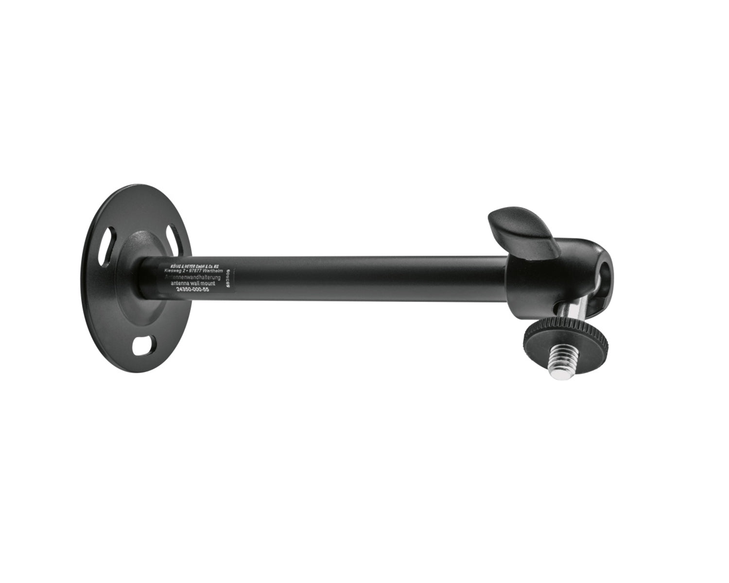 KMS24350 - K&M 24350 Universal Mic or Antenna Wall Mount 205mm 360degree Swivel Black Image 2