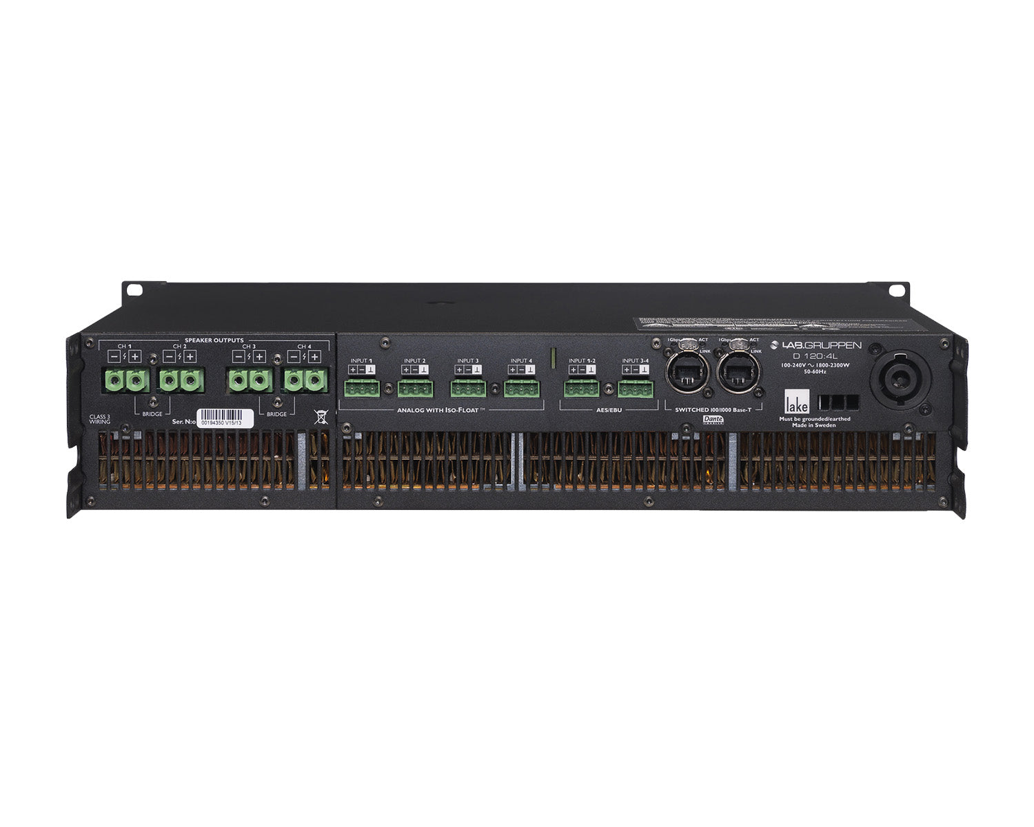 LABD1204L - Lab Gruppen D 120:4L 4 Channel High Powered Amplifier 4x3000W DSP and Dante 2U Image 2
