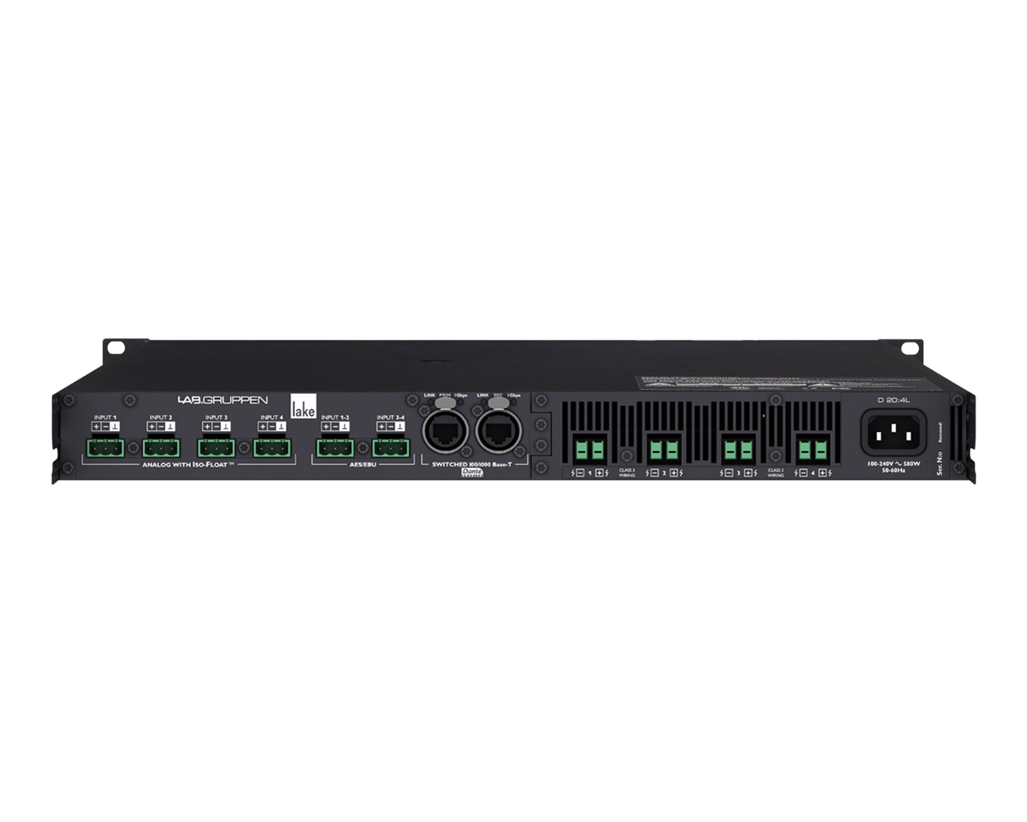 LABD204L - Lab Gruppen D 20:4L 4 Channel High Powered Amplifier 4x500W DSP and Dante 1U Image 2