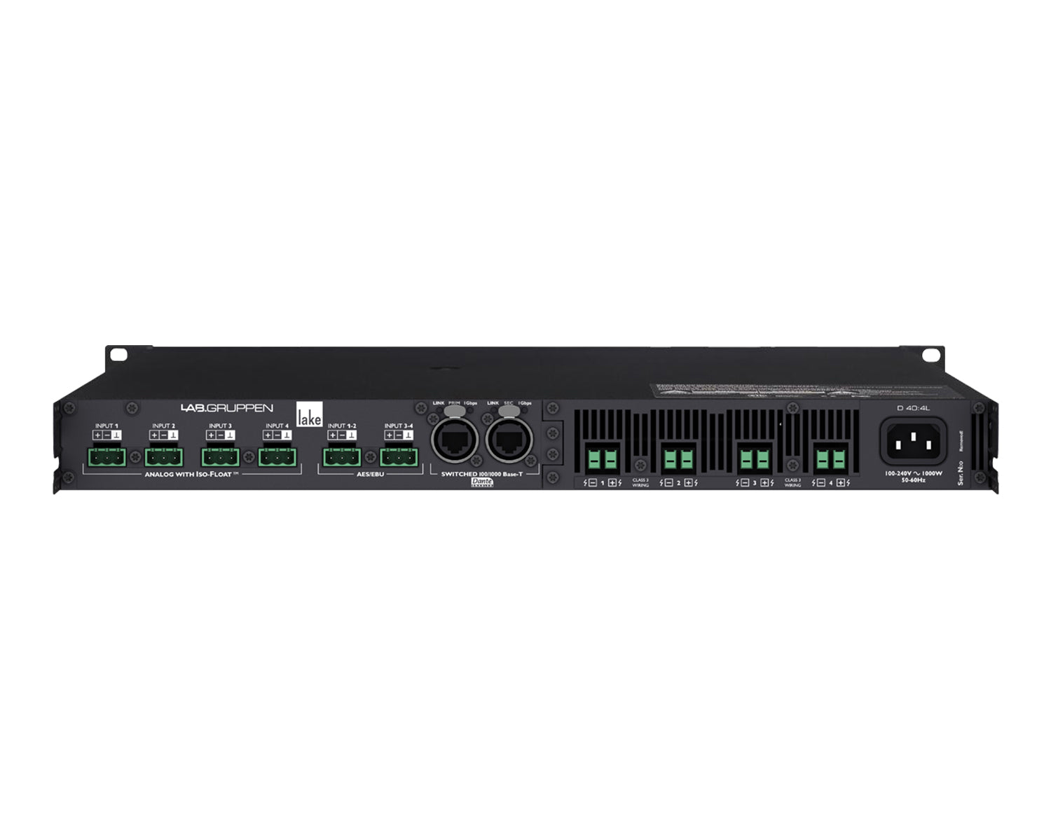 LABD404L - Lab Gruppen D 40:4L 4 Channel High Powered Amplifier 4x800W DSP and Dante 1U Image 2