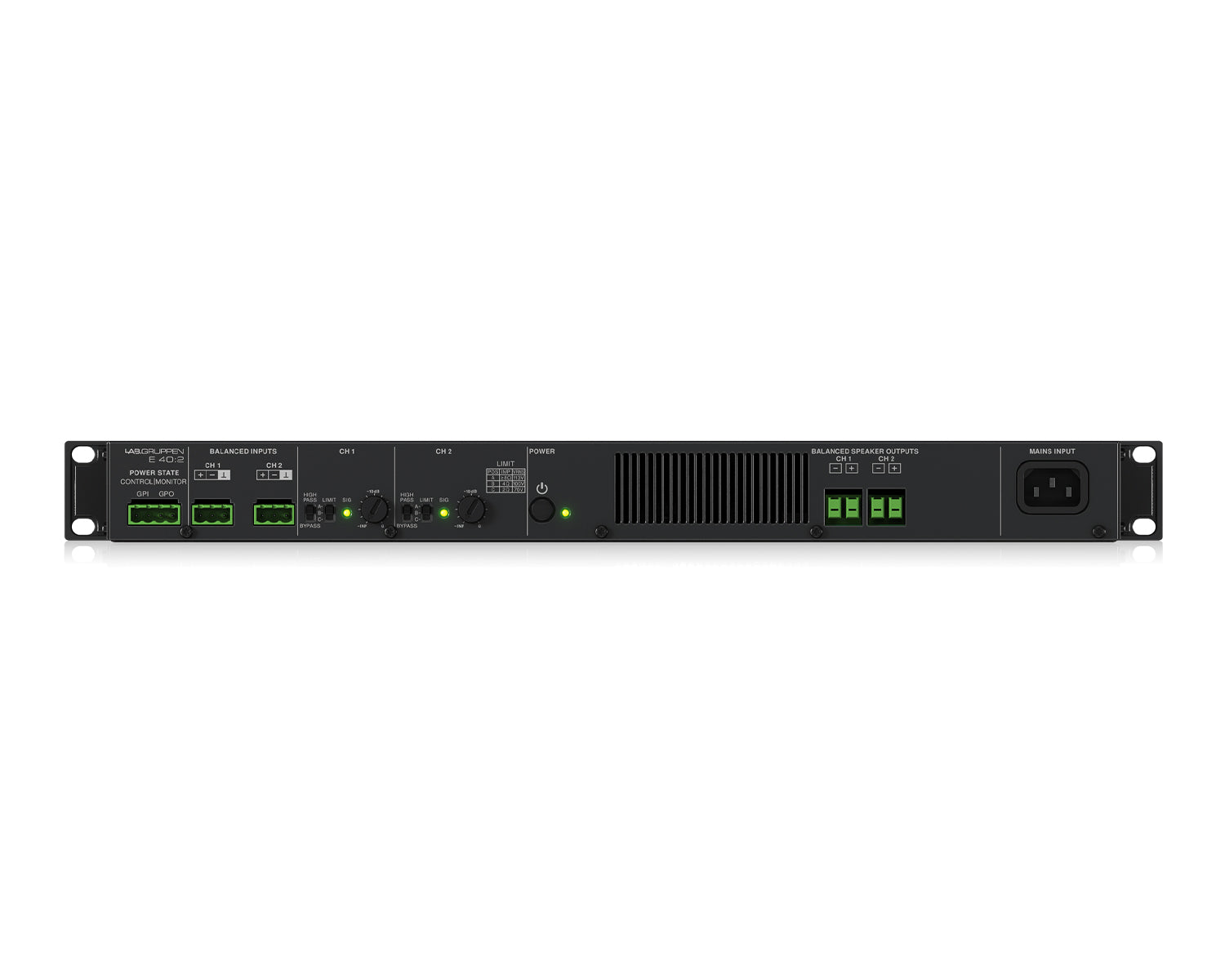 LABE402 - Lab Gruppen E 40:2 Energy Efficient Class D Amplifier 2x2000W 19inch 1U Image 4