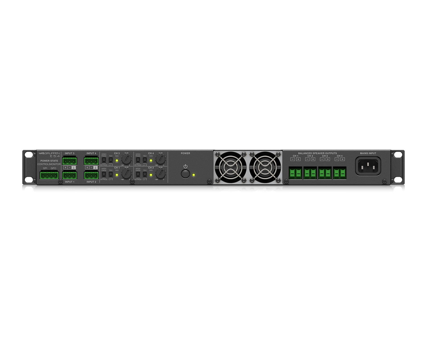 LABE54 - Lab Gruppen E5:4 Energy Efficient Class D Amplifier 4x125W 19inch 1U Image 5