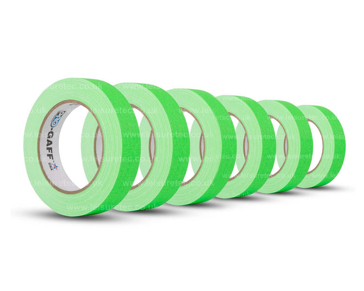 LMKPGFF24NGN6 - Le Mark Pro Gaff FLUORESCENT Gaffer Tape 24mm x 25yds GREEN *6 PACK* Image 1