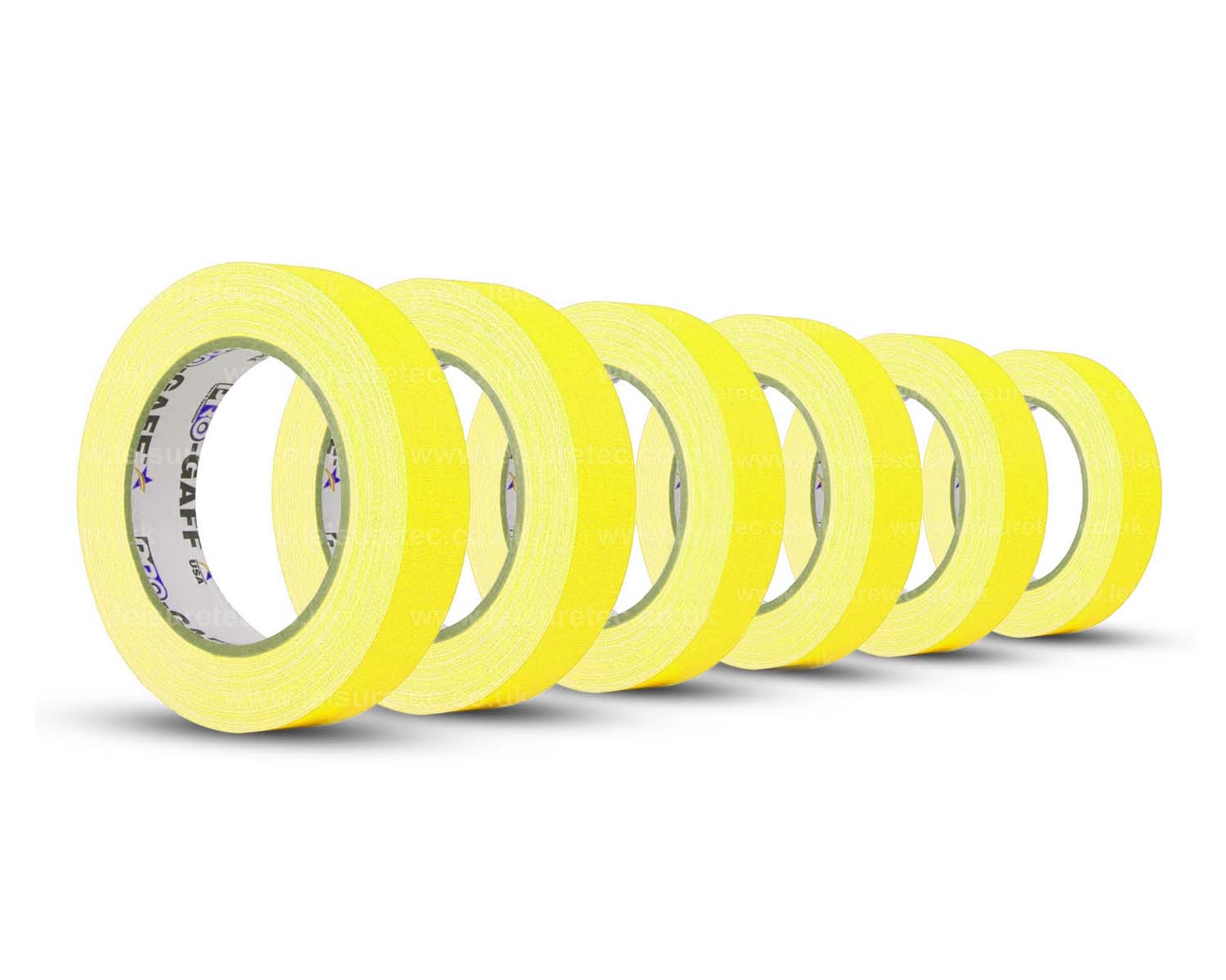LMKPGFF24NYE6 - Le Mark Pro Gaff FLUORESCENT Gaffer Tape 24mm x 25yds YELLOW *6 PACK* Image 1